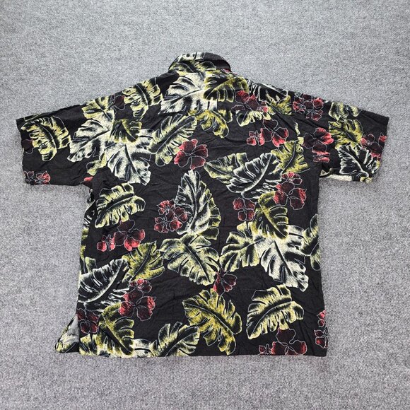 Tori Richard Hawaiian Shirt Mens Large Black Floral Summer Beach 100% Viscose - Picture 8 of 8